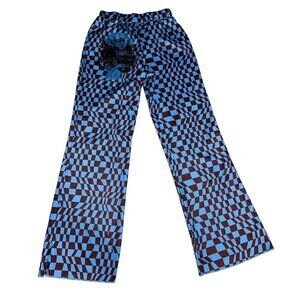Ines Estrada High-Waist Screen-Printed Pants | Trippy Checkered Print | Size Lar